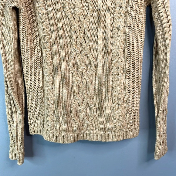 OLD NAVY Classic Cable Knit Pullover Sweater Sand Dune Tan Cotton Blend Crew S - Picture 4 of 12